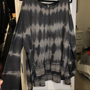 Free People, gray and black tie dyed sweater